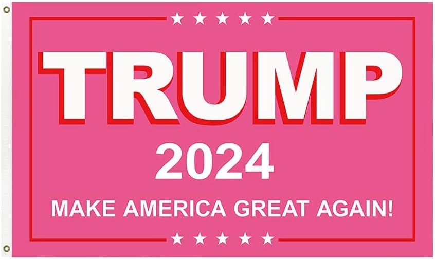 Annlefei Trump 2024 Pink Flag Make America Great Again Flag MAGA Flags Banner For Indoor and Outdoor Decoration 100% Polyester 3X5 FT